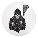 Lacrosse Skull Print Round Blanket
