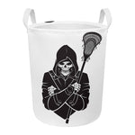 Lacrosse Skull Print Round Laundry Basket