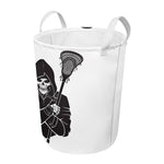Lacrosse Skull Print Round Laundry Basket