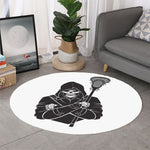 Lacrosse Skull Print Round Rug