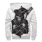 Lacrosse Skull Print Sherpa Lined Zip Up Hoodie