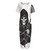 Lacrosse Skull Print Short Sleeve Long Nightdress