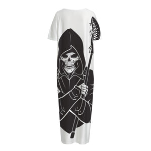 Lacrosse Skull Print Short Sleeve Long Nightdress