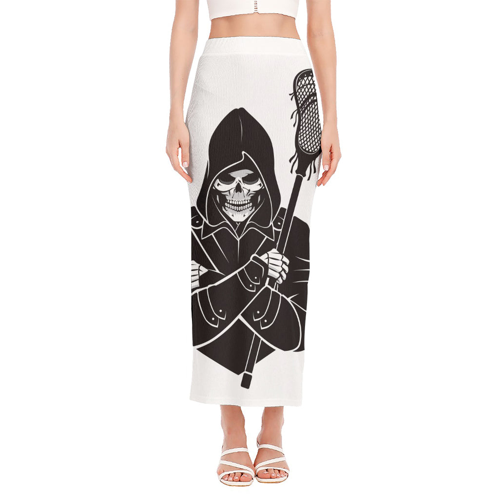 Lacrosse Skull Print Side Slit Maxi Skirt