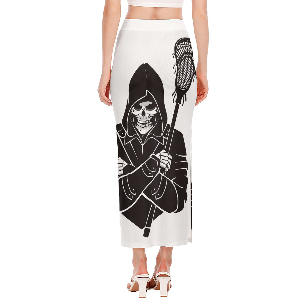 Lacrosse Skull Print Side Slit Maxi Skirt