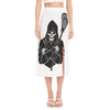 Lacrosse Skull Print Side Slit Midi Skirt