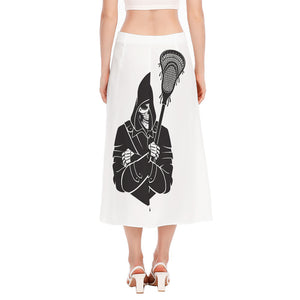 Lacrosse Skull Print Side Slit Midi Skirt