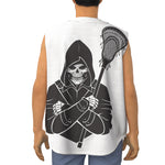 Lacrosse Skull Print Sleeveless Baseball Jersey