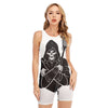 Lacrosse Skull Print Sleeveless One Piece Swimsuit