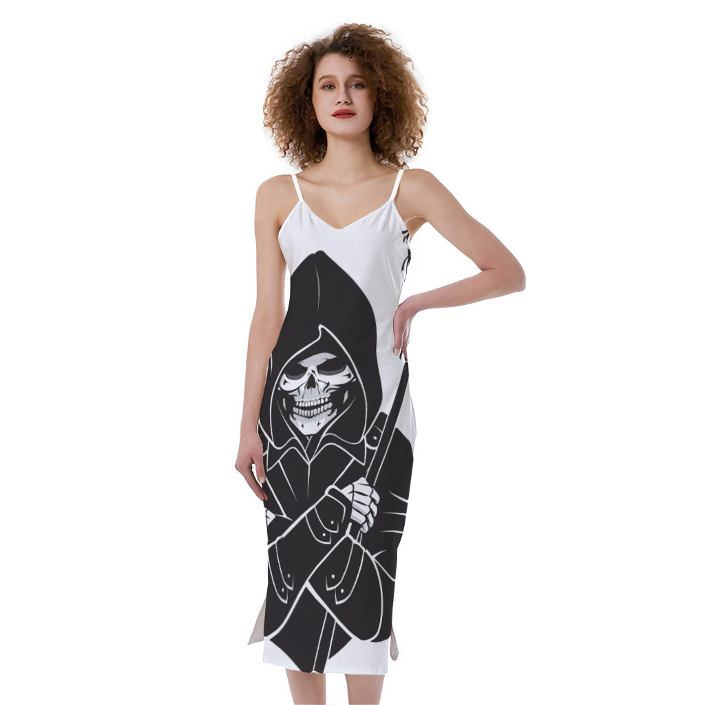 Lacrosse Skull Print Slim Fit Midi Cami Dress