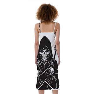 Lacrosse Skull Print Slim Fit Midi Cami Dress