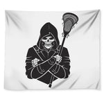 Lacrosse Skull Print Tapestry
