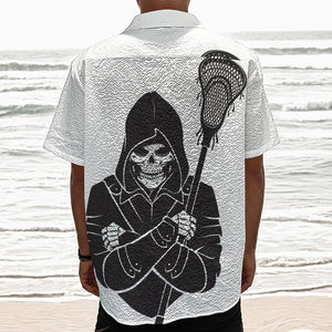 Lacrosse Skull Print Textured Short Sleeve Shirt