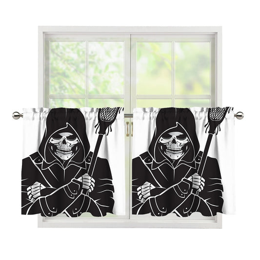 Lacrosse Skull Print Tier Curtains