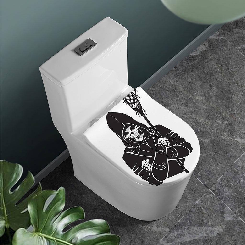 Lacrosse Skull Print Toilet Lid Cover