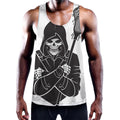 Lacrosse Skull Print Men's Workout Tank Top