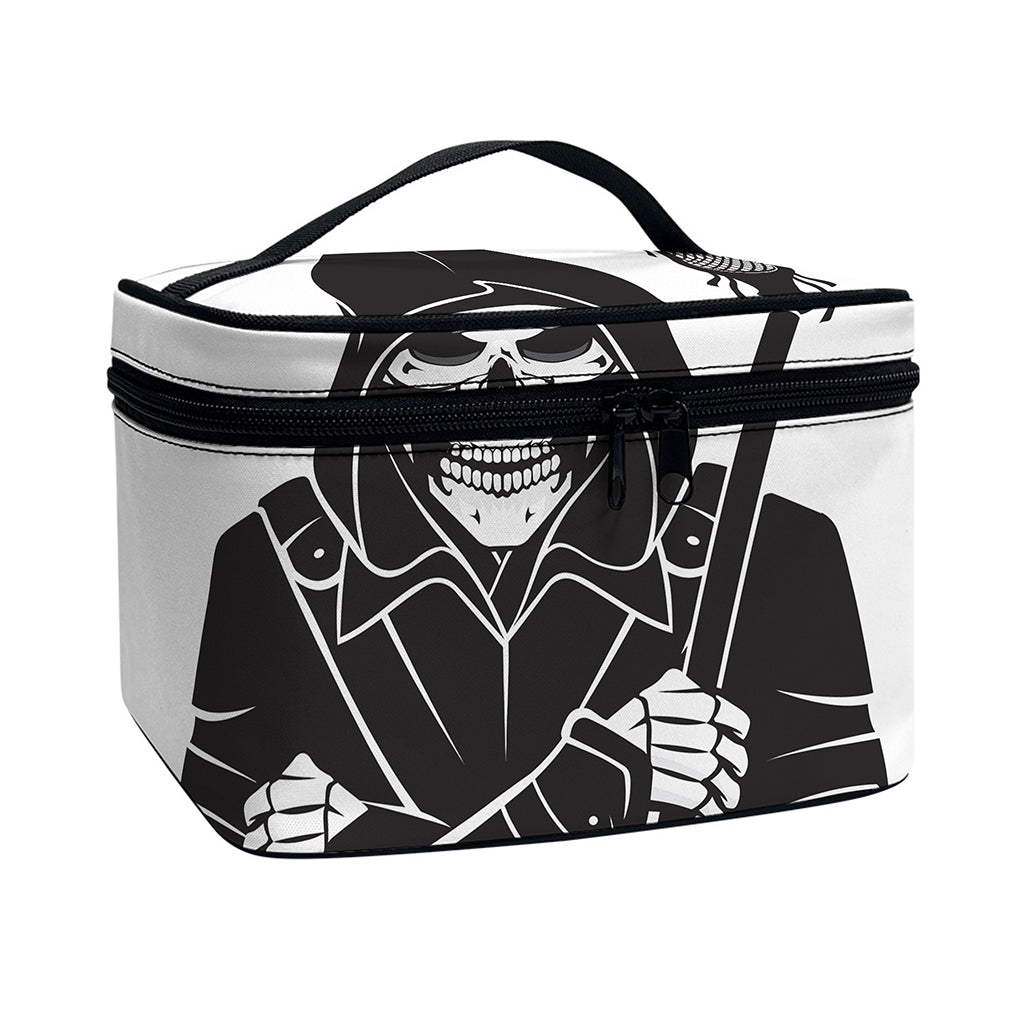 Lacrosse Skull Print Travel Makeup Bag
