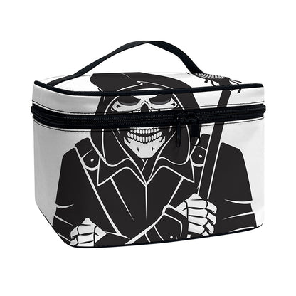 Lacrosse Skull Print Travel Makeup Bag