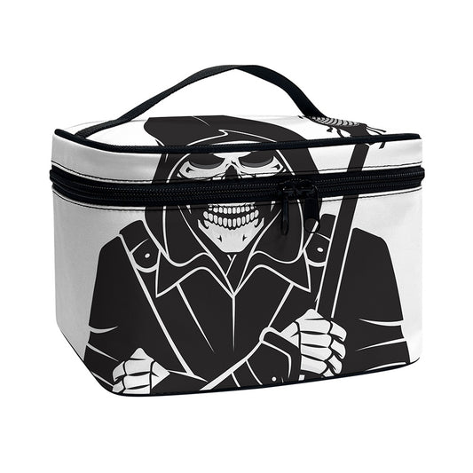 Lacrosse Skull Print Travel Makeup Bag