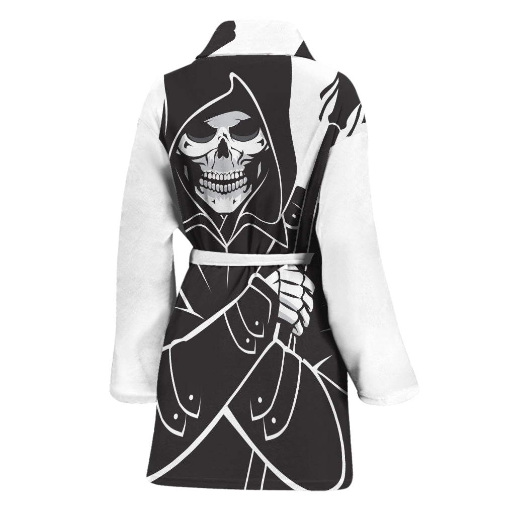 Lacrosse Skull Print Women's Bathrobe