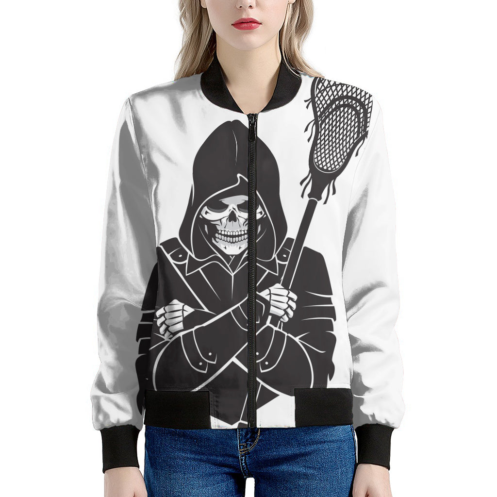 Lacrosse Skull Print Women's Bomber Jacket