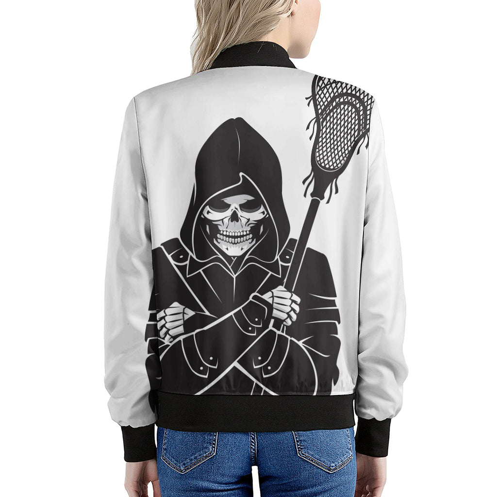 Lacrosse Skull Print Women's Bomber Jacket