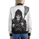 Lacrosse Skull Print Women's Bomber Jacket