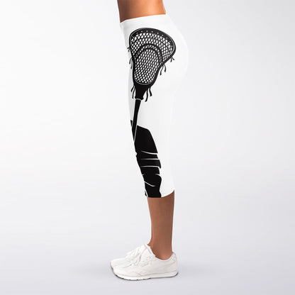 Lacrosse Skull Print Women's Capri Leggings