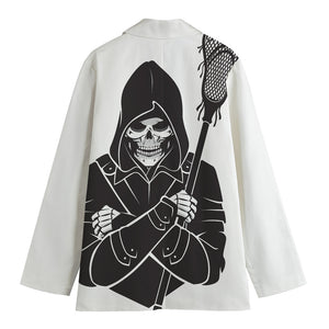 Lacrosse Skull Print Women's Cotton Blazer