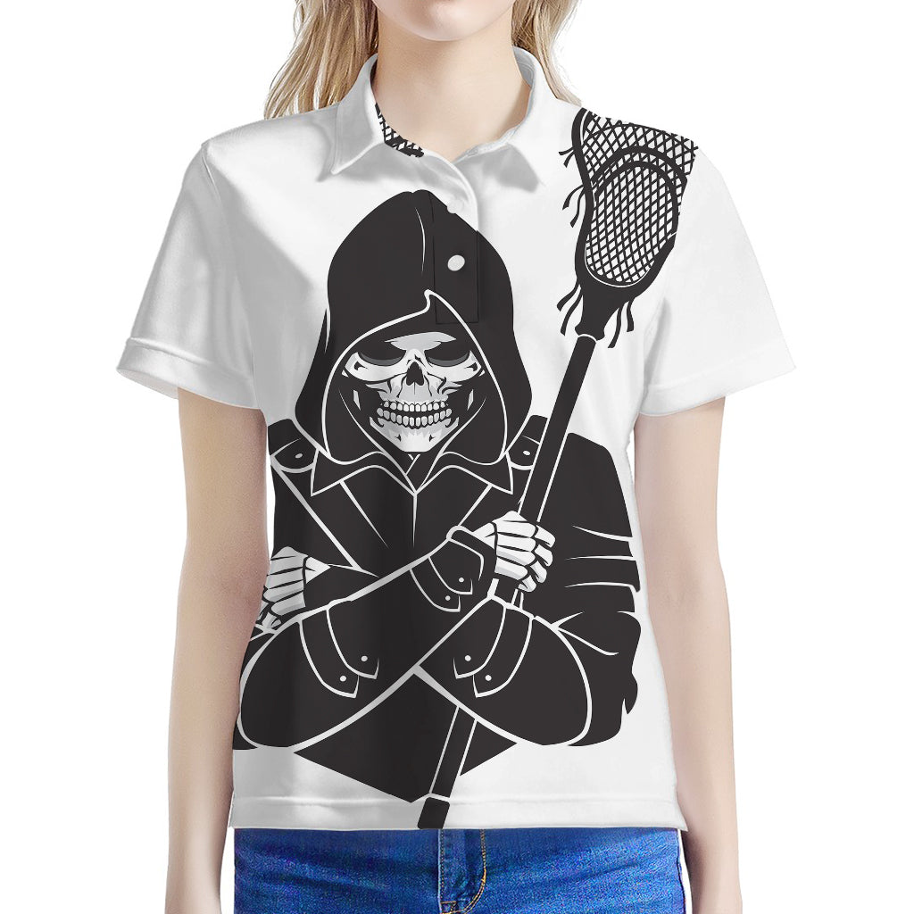 Lacrosse Skull Print Women's Polo Shirt