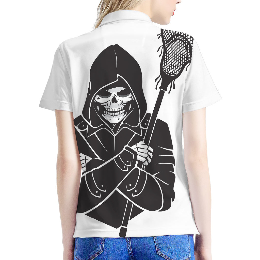 Lacrosse Skull Print Women's Polo Shirt