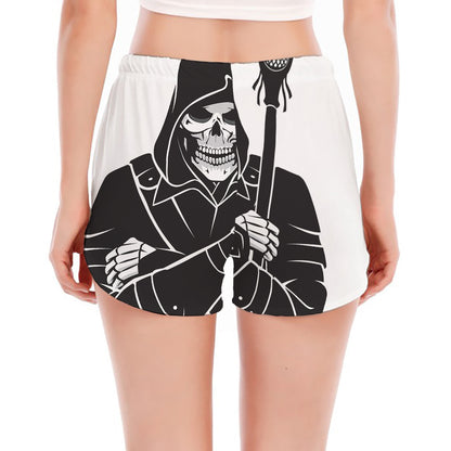 Lacrosse Skull Print Women's Split Running Shorts
