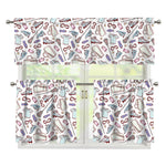 Lacrosse Sport Pattern Print 3 Piece Kitchen Curtains