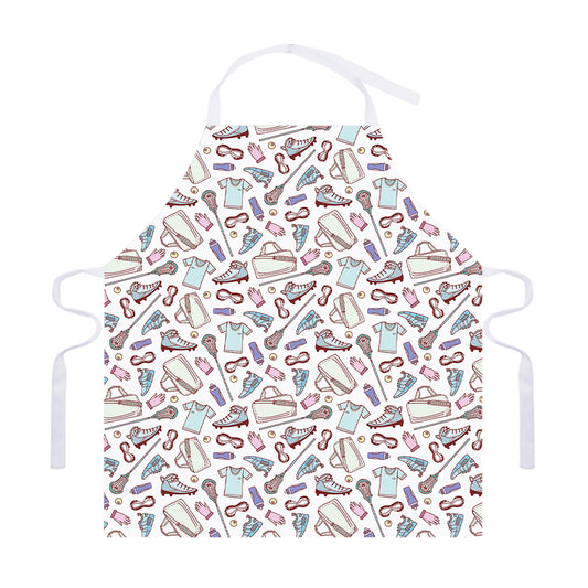 Lacrosse Sport Pattern Print Adjustable Apron