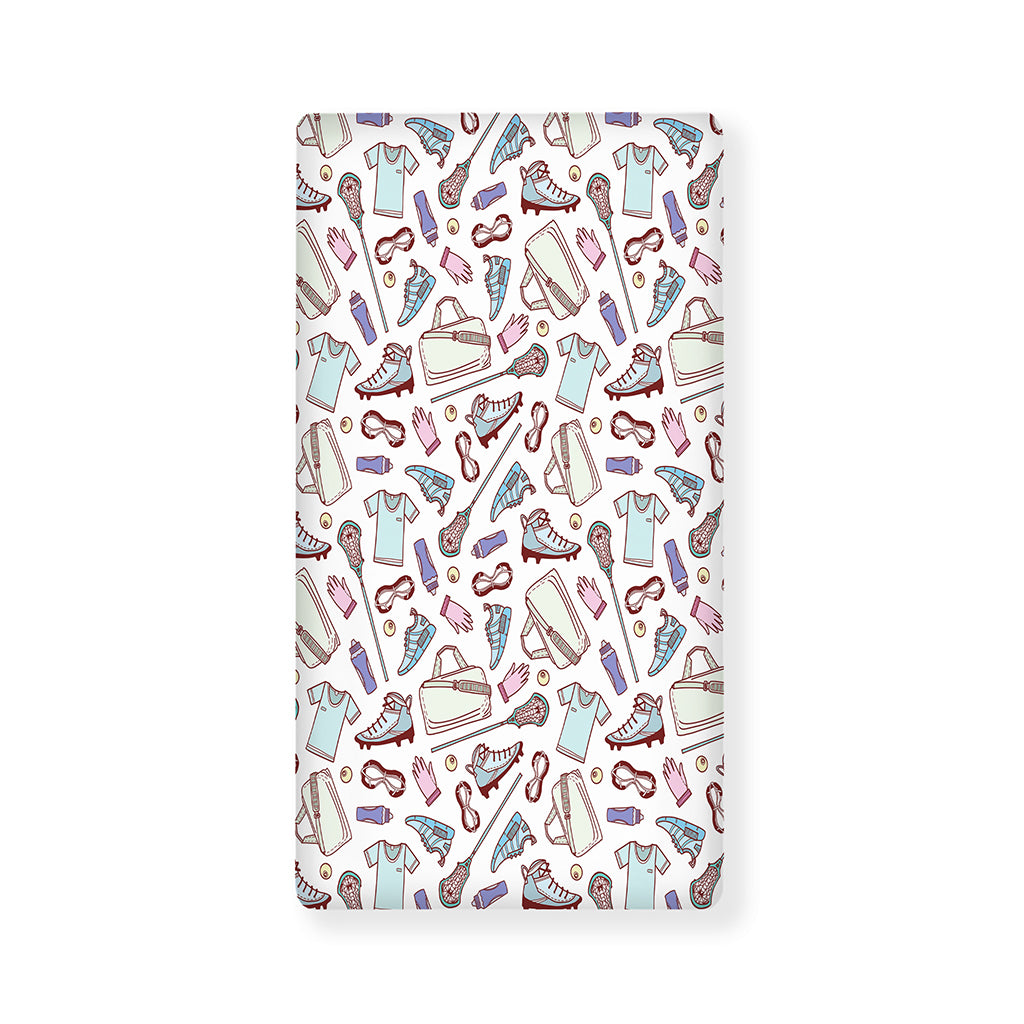 Lacrosse Sport Pattern Print Baby Crib Sheet