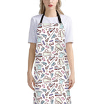Lacrosse Sport Pattern Print Bib Apron With Pocket