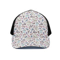 Lacrosse Sport Pattern Print Black Mesh Trucker Hat