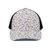 Lacrosse Sport Pattern Print Black Mesh Trucker Cap