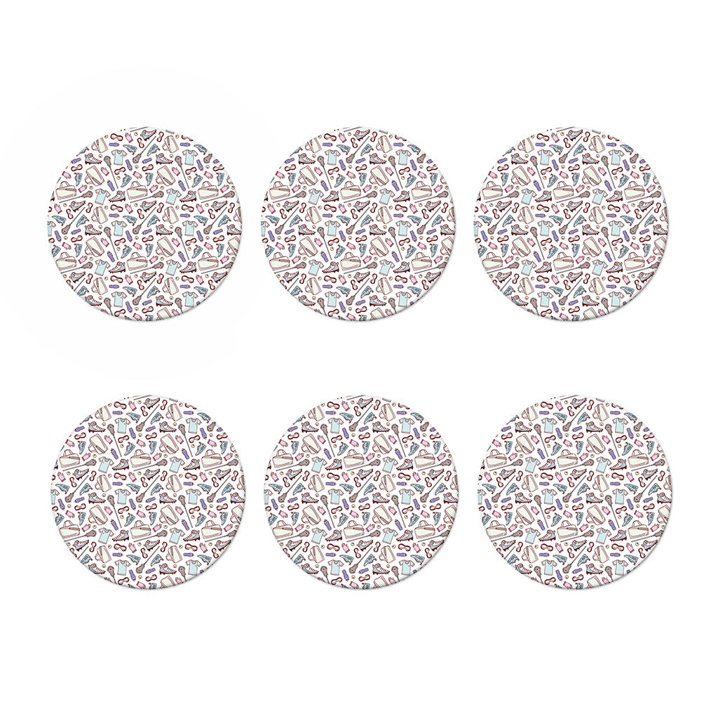 Lacrosse Sport Pattern Print Coaster Set