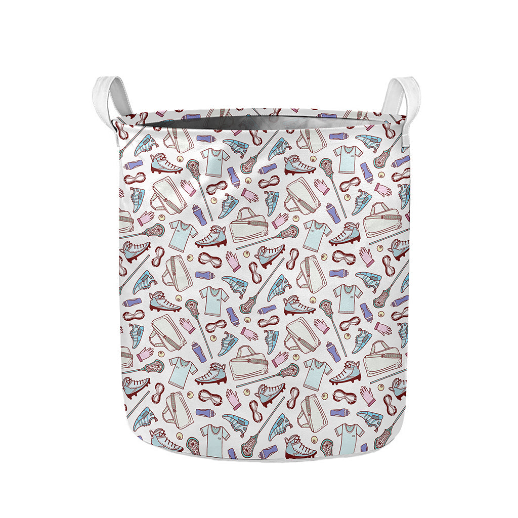 Lacrosse Sport Pattern Print Collapsible Laundry Basket