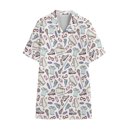 Lacrosse Sport Pattern Print Cotton Hawaiian Shirt