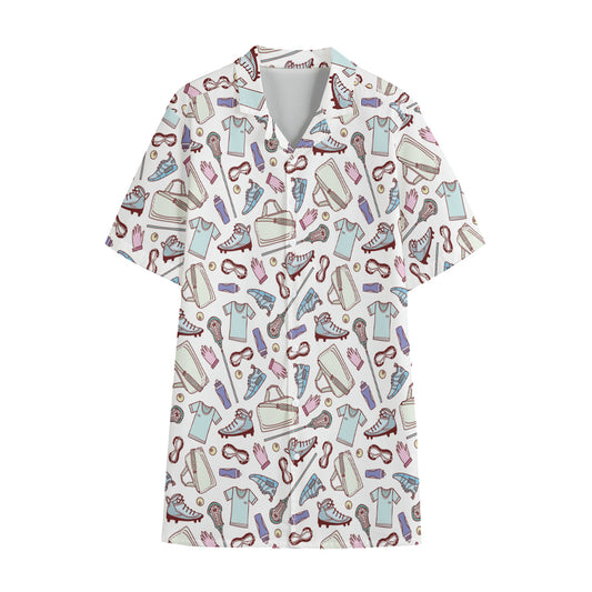 Lacrosse Sport Pattern Print Cotton Hawaiian Shirt