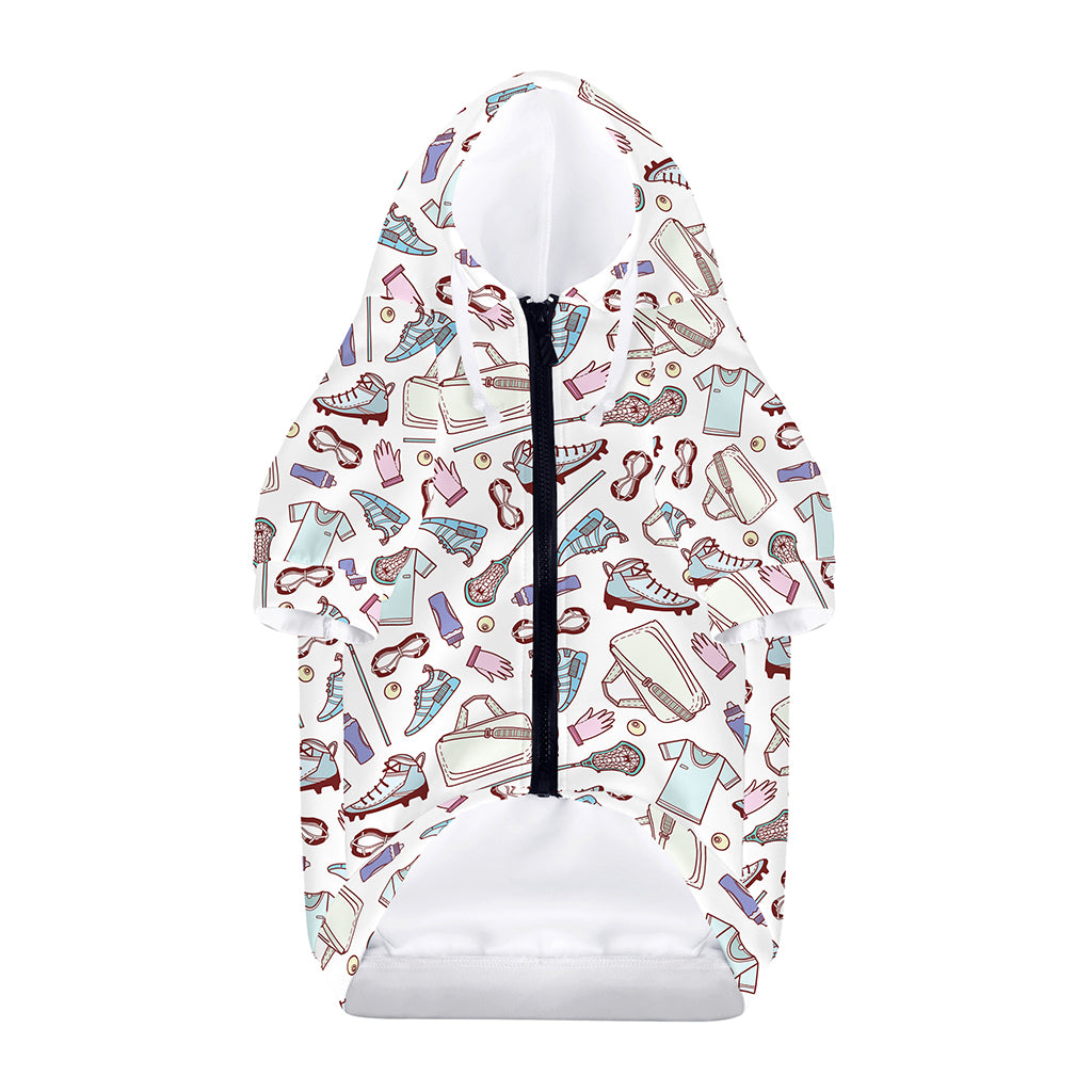 Lacrosse Sport Pattern Print Dog Zip Up Hoodie