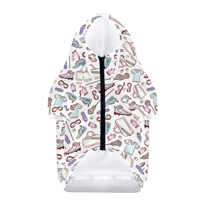 Lacrosse Sport Pattern Print Dog Zip Up Hoodie