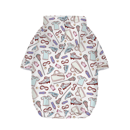 Lacrosse Sport Pattern Print Dog Zip Up Hoodie