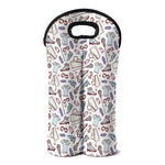 Lacrosse Sport Pattern Print Double Neoprene Wine Tote