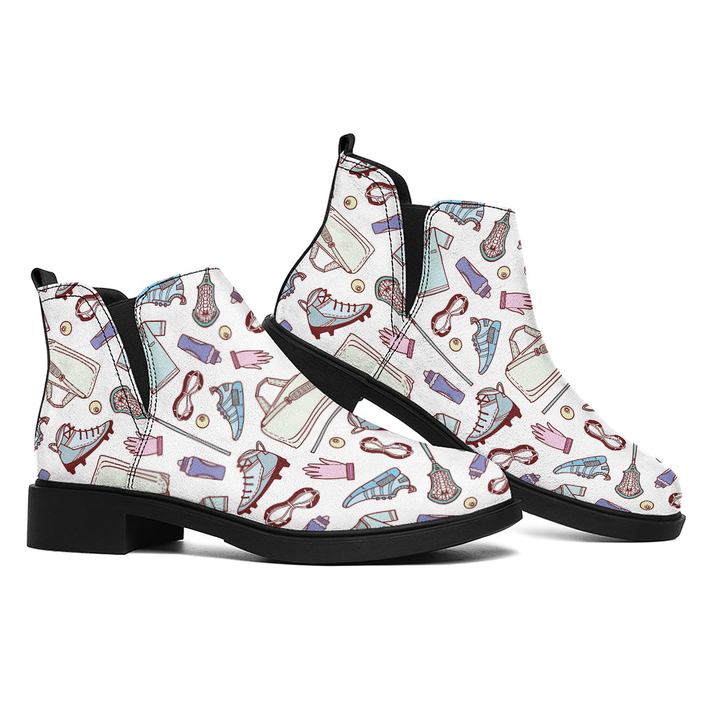 Lacrosse Sport Pattern Print Flat Ankle Boots