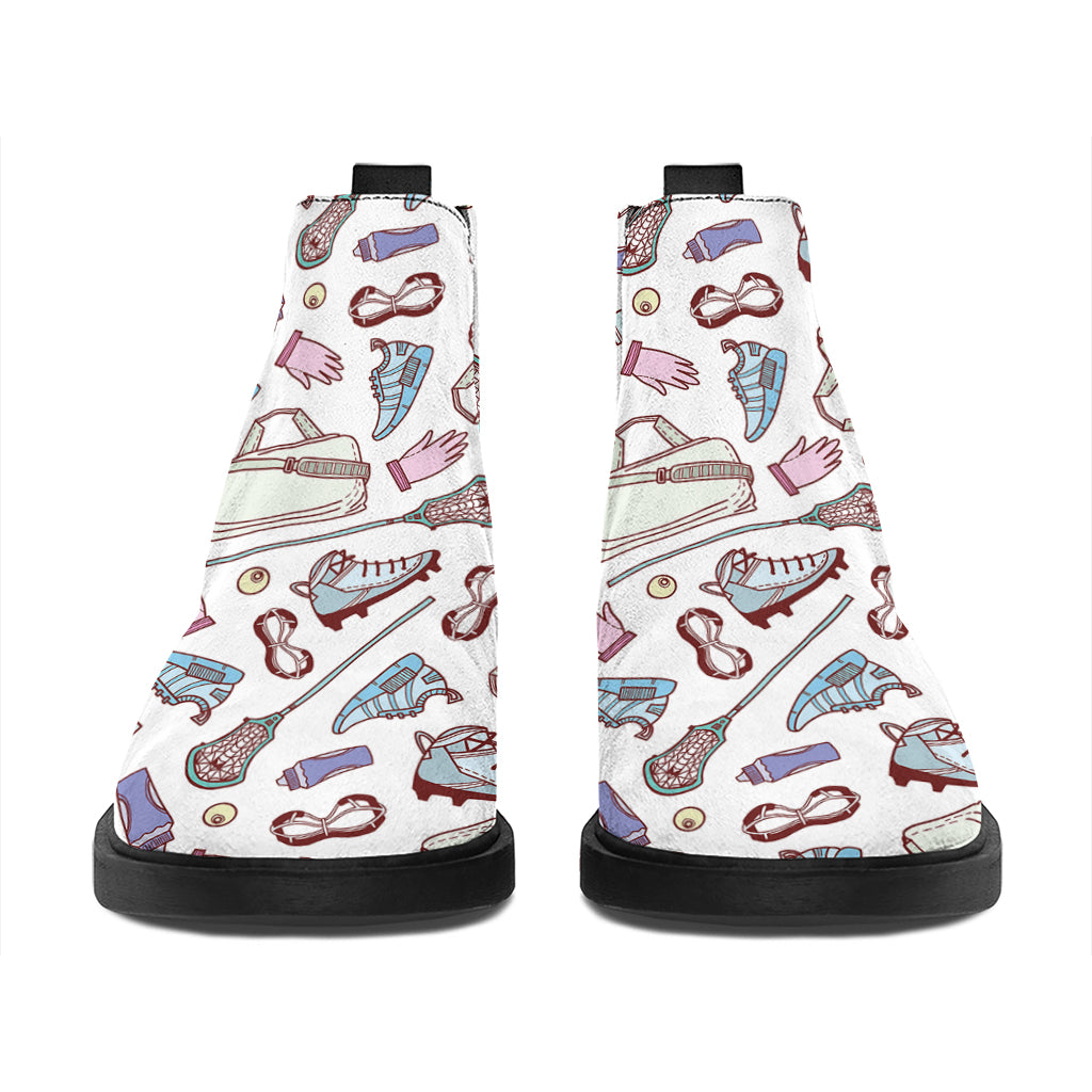 Lacrosse Sport Pattern Print Flat Ankle Boots