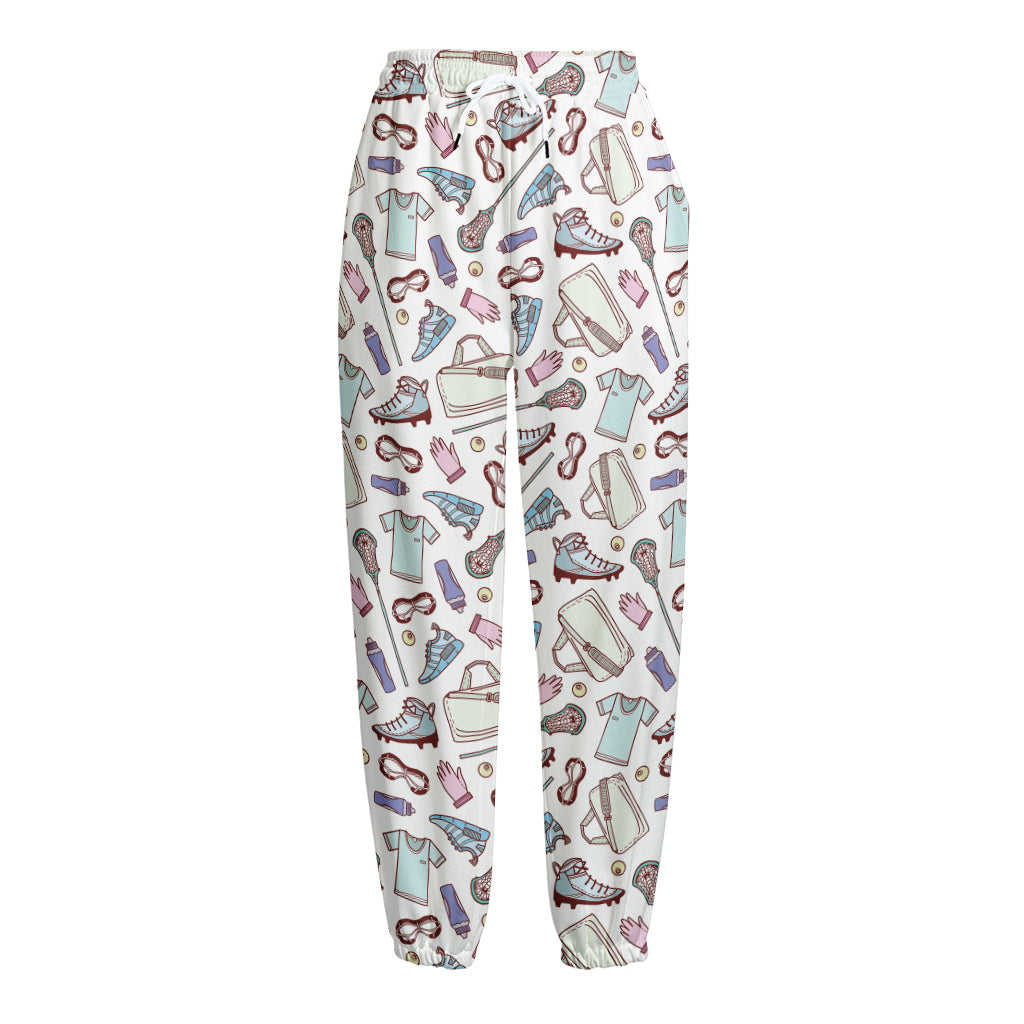 Lacrosse Sport Pattern Print Fleece Lined Knit Pants