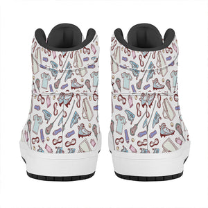 Lacrosse Sport Pattern Print High Top Leather Sneakers